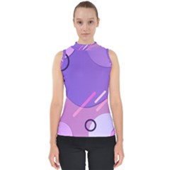 Colorful Labstract Wallpaper Theme Mock Neck Shell Top by Apen