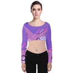 Colorful Labstract Wallpaper Theme Velvet Long Sleeve Crop Top by Apen