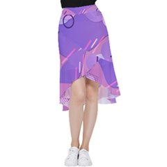 Colorful Labstract Wallpaper Theme Frill Hi Low Chiffon Skirt by Apen