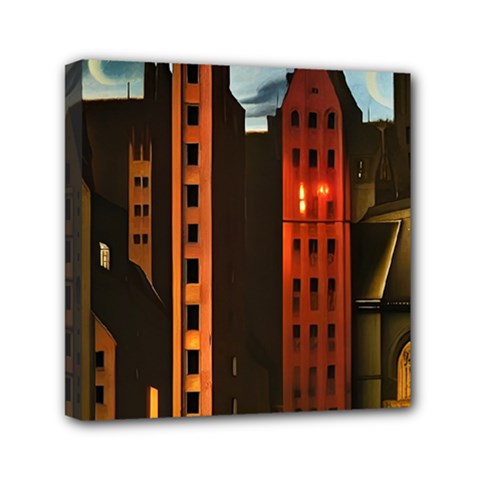 Sci-fi Futuristic Science Fiction City Neon Scene Artistic Technology Machine Fantasy Gothic Town Bu Mini Canvas 6  X 6  (stretched)