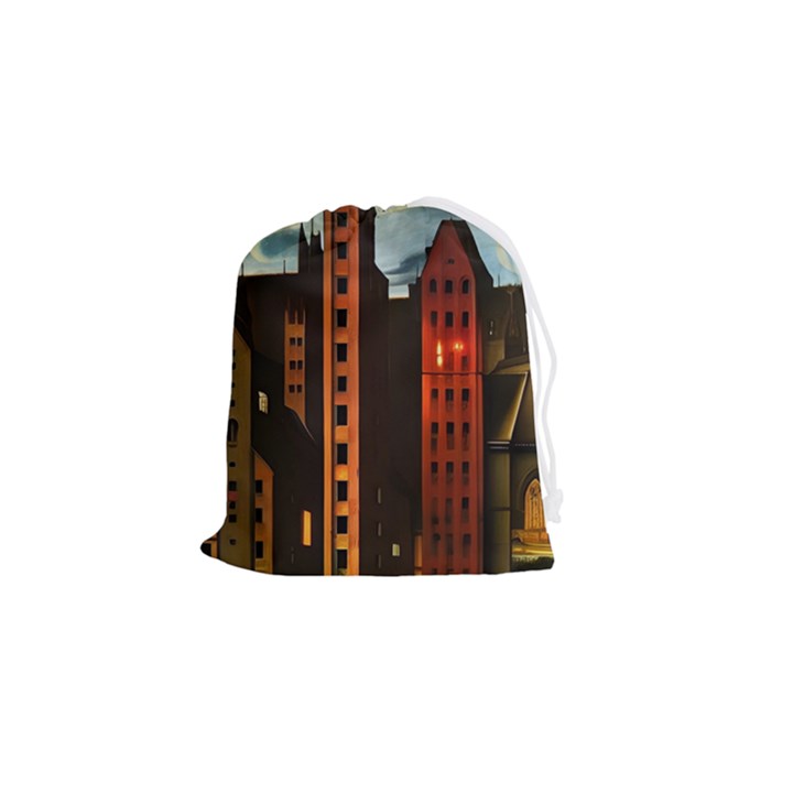 Sci-fi Futuristic Science Fiction City Neon Scene Artistic Technology Machine Fantasy Gothic Town Bu Drawstring Pouch (Small)