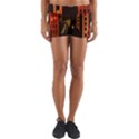 Sci-fi Futuristic Science Fiction City Neon Scene Artistic Technology Machine Fantasy Gothic Town Bu Yoga Shorts View1