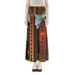 Sci-fi Futuristic Science Fiction City Neon Scene Artistic Technology Machine Fantasy Gothic Town Bu Full Length Maxi Skirt