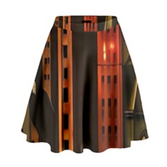 Sci-fi Futuristic Science Fiction City Neon Scene Artistic Technology Machine Fantasy Gothic Town Bu High Waist Skirt