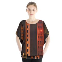 Sci-fi Futuristic Science Fiction City Neon Scene Artistic Technology Machine Fantasy Gothic Town Bu Batwing Chiffon Blouse