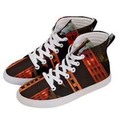 Sci-fi Futuristic Science Fiction City Neon Scene Artistic Technology Machine Fantasy Gothic Town Bu Women s Hi-top Skate Sneakers by Posterlux