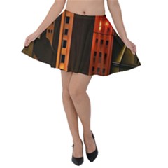 Sci-fi Futuristic Science Fiction City Neon Scene Artistic Technology Machine Fantasy Gothic Town Bu Velvet Skater Skirt