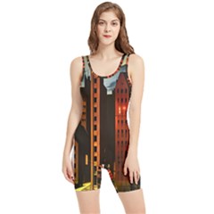 Sci-fi Futuristic Science Fiction City Neon Scene Artistic Technology Machine Fantasy Gothic Town Bu Women s Wrestling Singlet