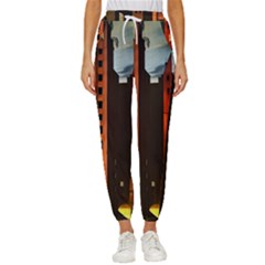 Sci-fi Futuristic Science Fiction City Neon Scene Artistic Technology Machine Fantasy Gothic Town Bu Women s Cropped Drawstring Pants