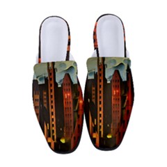 Sci-fi Futuristic Science Fiction City Neon Scene Artistic Technology Machine Fantasy Gothic Town Bu Women s Classic Backless Heels by Posterlux