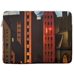 Sci-fi Futuristic Science Fiction City Neon Scene Artistic Technology Machine Fantasy Gothic Town Bu 17  Vertical Laptop Sleeve Case With Pocket by Posterlux