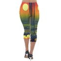 Outdoors Night Moon Full Moon Trees Setting Scene Forest Woods Light Moonlight Nature Wilderness Lan Lightweight Velour Capri Leggings  View2