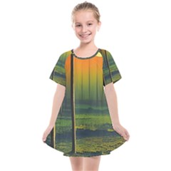 Outdoors Night Moon Full Moon Trees Setting Scene Forest Woods Light Moonlight Nature Wilderness Lan Kids  Smock Dress