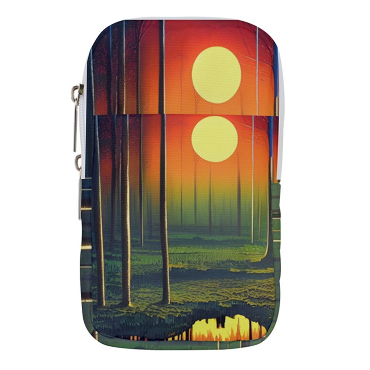 Outdoors Night Moon Full Moon Trees Setting Scene Forest Woods Light Moonlight Nature Wilderness Lan Waist Pouch (Large)