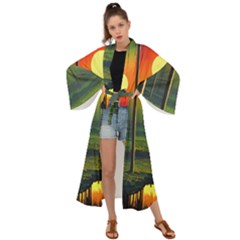 Outdoors Night Moon Full Moon Trees Setting Scene Forest Woods Light Moonlight Nature Wilderness Lan Maxi Kimono