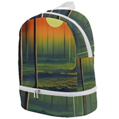 Outdoors Night Moon Full Moon Trees Setting Scene Forest Woods Light Moonlight Nature Wilderness Lan Zip Bottom Backpack