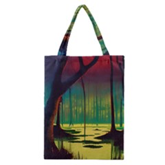 Nature Swamp Water Sunset Spooky Night Reflections Bayou Lake Classic Tote Bag