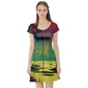 Nature Swamp Water Sunset Spooky Night Reflections Bayou Lake Short Sleeve Skater Dress View1