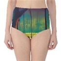 Nature Swamp Water Sunset Spooky Night Reflections Bayou Lake Classic High-Waist Bikini Bottoms View1