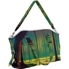 Nature Swamp Water Sunset Spooky Night Reflections Bayou Lake Canvas Crossbody Bag by Posterlux