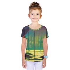 Nature Swamp Water Sunset Spooky Night Reflections Bayou Lake Kids  One Piece T-shirt