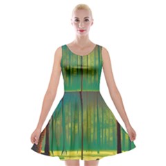 Nature Swamp Water Sunset Spooky Night Reflections Bayou Lake Velvet Skater Dress by Posterlux