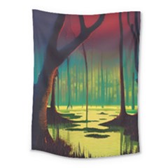 Nature Swamp Water Sunset Spooky Night Reflections Bayou Lake Medium Tapestry