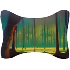 Nature Swamp Water Sunset Spooky Night Reflections Bayou Lake Seat Head Rest Cushion by Posterlux