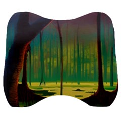 Nature Swamp Water Sunset Spooky Night Reflections Bayou Lake Velour Head Support Cushion by Posterlux