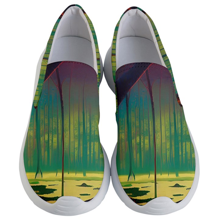 Nature Swamp Water Sunset Spooky Night Reflections Bayou Lake Women s Lightweight Slip Ons