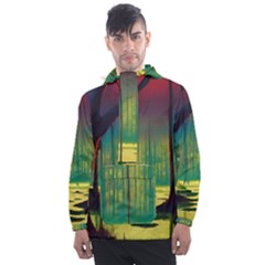 Nature Swamp Water Sunset Spooky Night Reflections Bayou Lake Men s Front Pocket Pullover Windbreaker