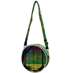 Nature Swamp Water Sunset Spooky Night Reflections Bayou Lake Crossbody Circle Bag