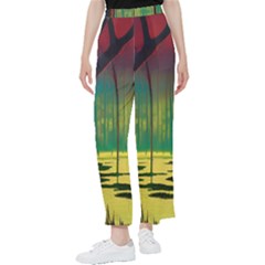 Nature Swamp Water Sunset Spooky Night Reflections Bayou Lake Women s Pants  by Posterlux