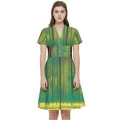 Nature Swamp Water Sunset Spooky Night Reflections Bayou Lake Short Sleeve Waist Detail Dress