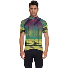 Nature Swamp Water Sunset Spooky Night Reflections Bayou Lake Men s Short Sleeve Cycling Jersey by Posterlux