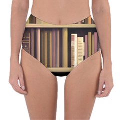 Books Bookshelves Office Fantasy Background Artwork Book Cover Apothecary Book Nook Literature Libra Reversible High-Waist Bikini Bottoms