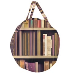 Books Bookshelves Office Fantasy Background Artwork Book Cover Apothecary Book Nook Literature Libra Giant Round Zipper Tote