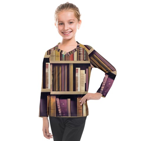 Books Bookshelves Office Fantasy Background Artwork Book Cover Apothecary Book Nook Literature Libra Kids  Long Mesh T-shirt by Posterlux