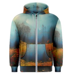 Wildflowers Field Outdoors Clouds Trees Cover Art Storm Mysterious Dream Landscape Men s Zipper Hoodie by Posterlux