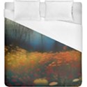 Wildflowers Field Outdoors Clouds Trees Cover Art Storm Mysterious Dream Landscape Duvet Cover (King Size) View1