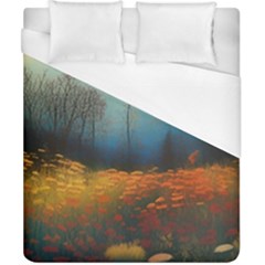 Wildflowers Field Outdoors Clouds Trees Cover Art Storm Mysterious Dream Landscape Duvet Cover (california King Size)