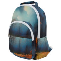 Wildflowers Field Outdoors Clouds Trees Cover Art Storm Mysterious Dream Landscape Rounded Multi Pocket Backpack