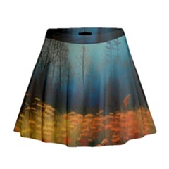 Wildflowers Field Outdoors Clouds Trees Cover Art Storm Mysterious Dream Landscape Mini Flare Skirt