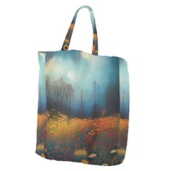 Wildflowers Field Outdoors Clouds Trees Cover Art Storm Mysterious Dream Landscape Giant Grocery Tote