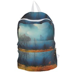 Wildflowers Field Outdoors Clouds Trees Cover Art Storm Mysterious Dream Landscape Foldable Lightweight Backpack by Posterlux