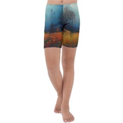 Wildflowers Field Outdoors Clouds Trees Cover Art Storm Mysterious Dream Landscape Kids  Lightweight Velour Capri Yoga Leggings