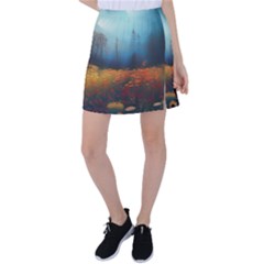 Wildflowers Field Outdoors Clouds Trees Cover Art Storm Mysterious Dream Landscape Tennis Skirt