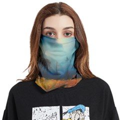 Wildflowers Field Outdoors Clouds Trees Cover Art Storm Mysterious Dream Landscape Face Covering Bandana (two Sides) by Posterlux