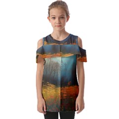 Wildflowers Field Outdoors Clouds Trees Cover Art Storm Mysterious Dream Landscape Fold Over Open Sleeve Top by Posterlux