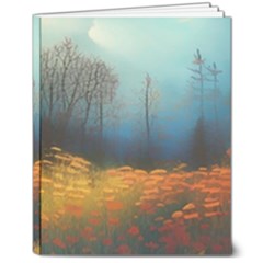 Wildflowers Field Outdoors Clouds Trees Cover Art Storm Mysterious Dream Landscape 8  X 10  Hardcover Notebook